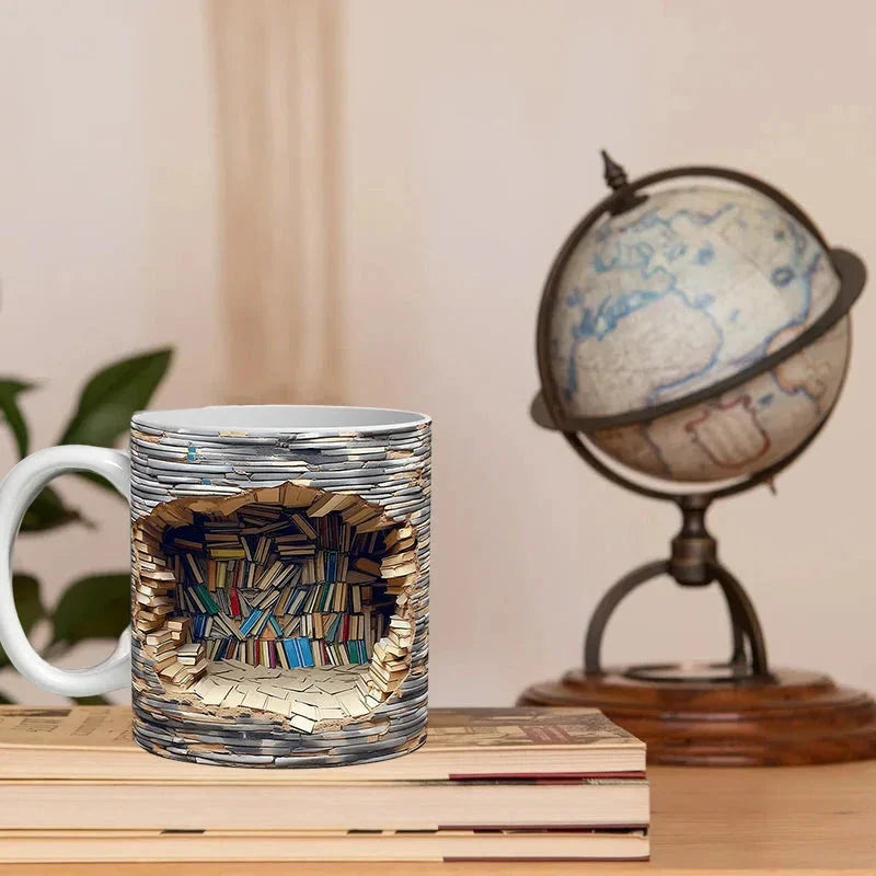 3D Library Bookshelf Coffee Mug