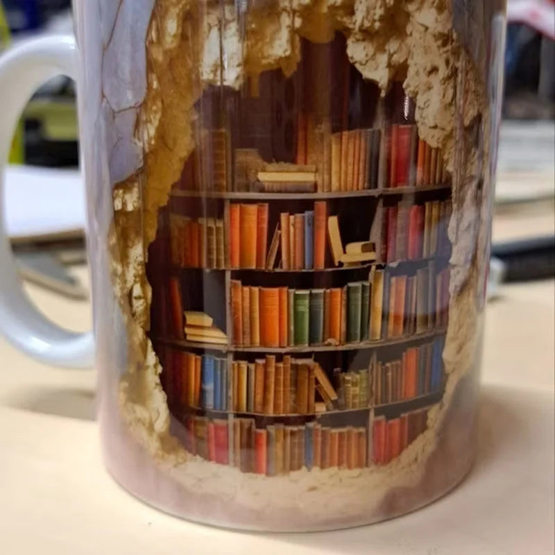 3D Library Bookshelf Coffee Mug