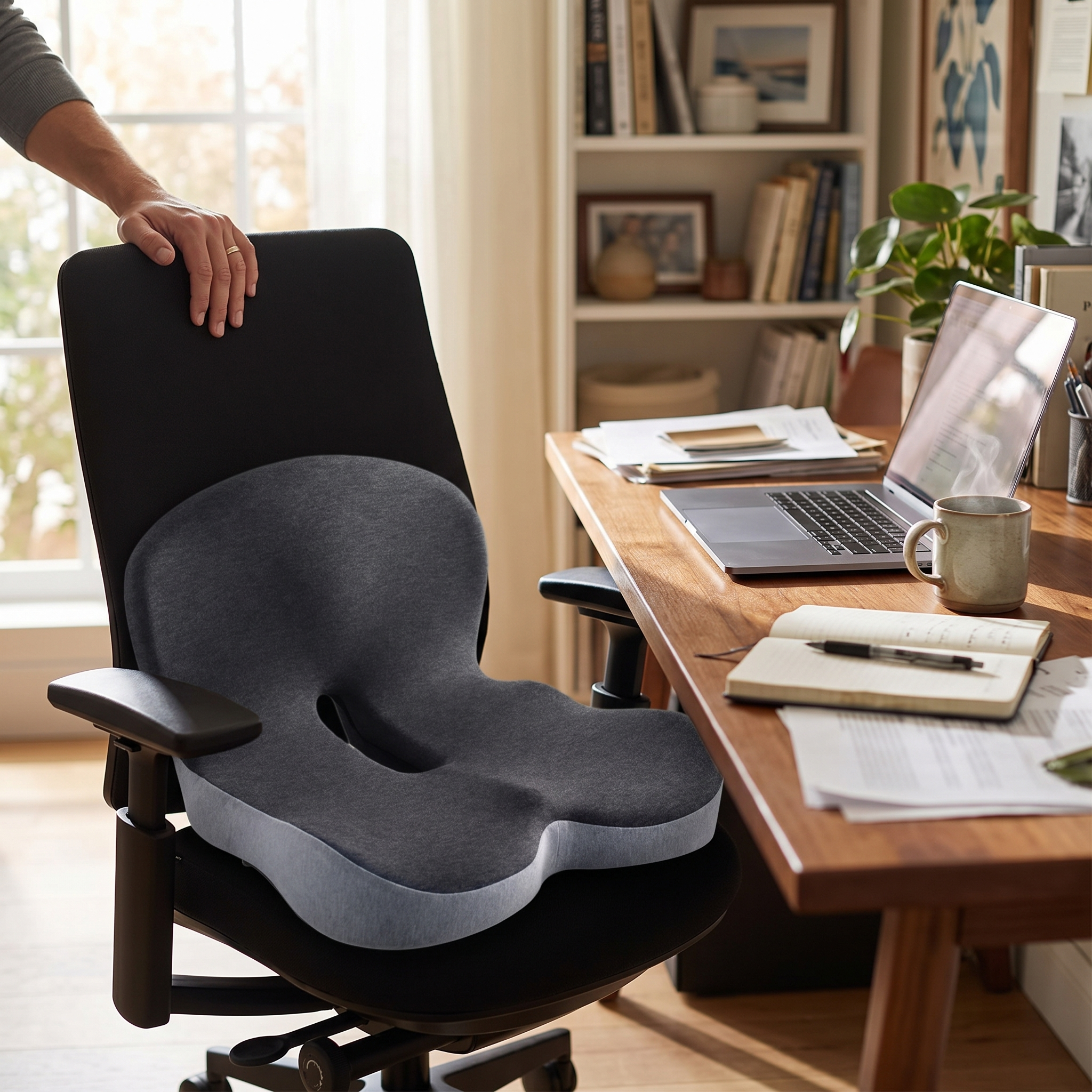 Memory Foam Lumbar Pillow Seat Cushion in a home office