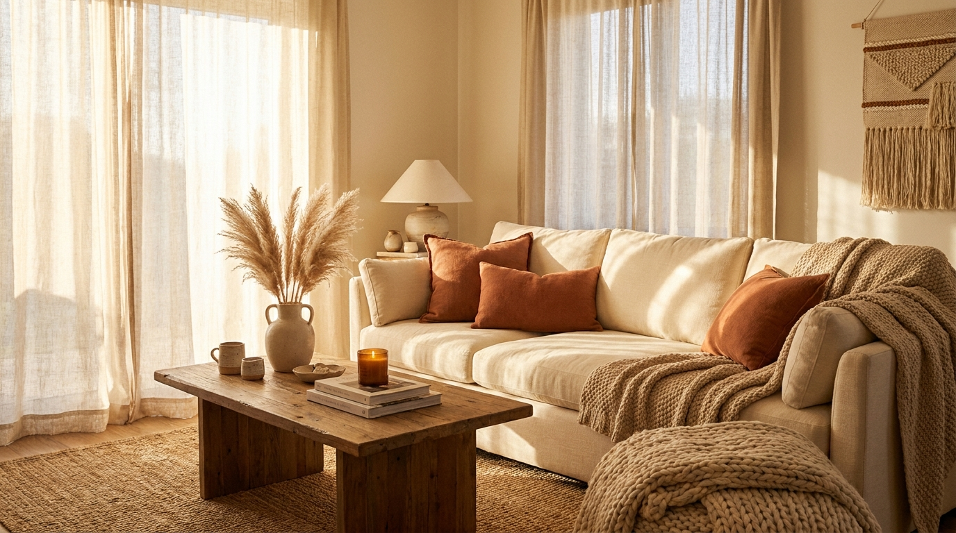 Warm living room hero banner