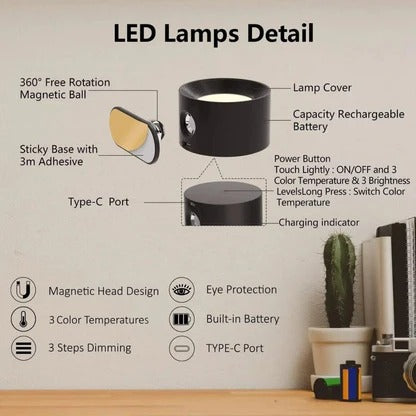 Rechargeable Wall Light 360° Rotation